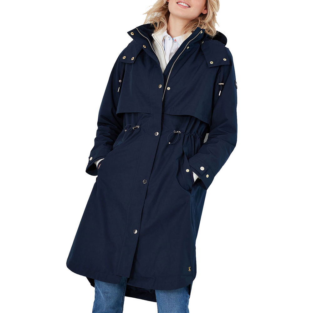 Joules Womens Helmsley Waterproof Longline Hooded Rain Coat Uk 10- Bust 35  (89cm)