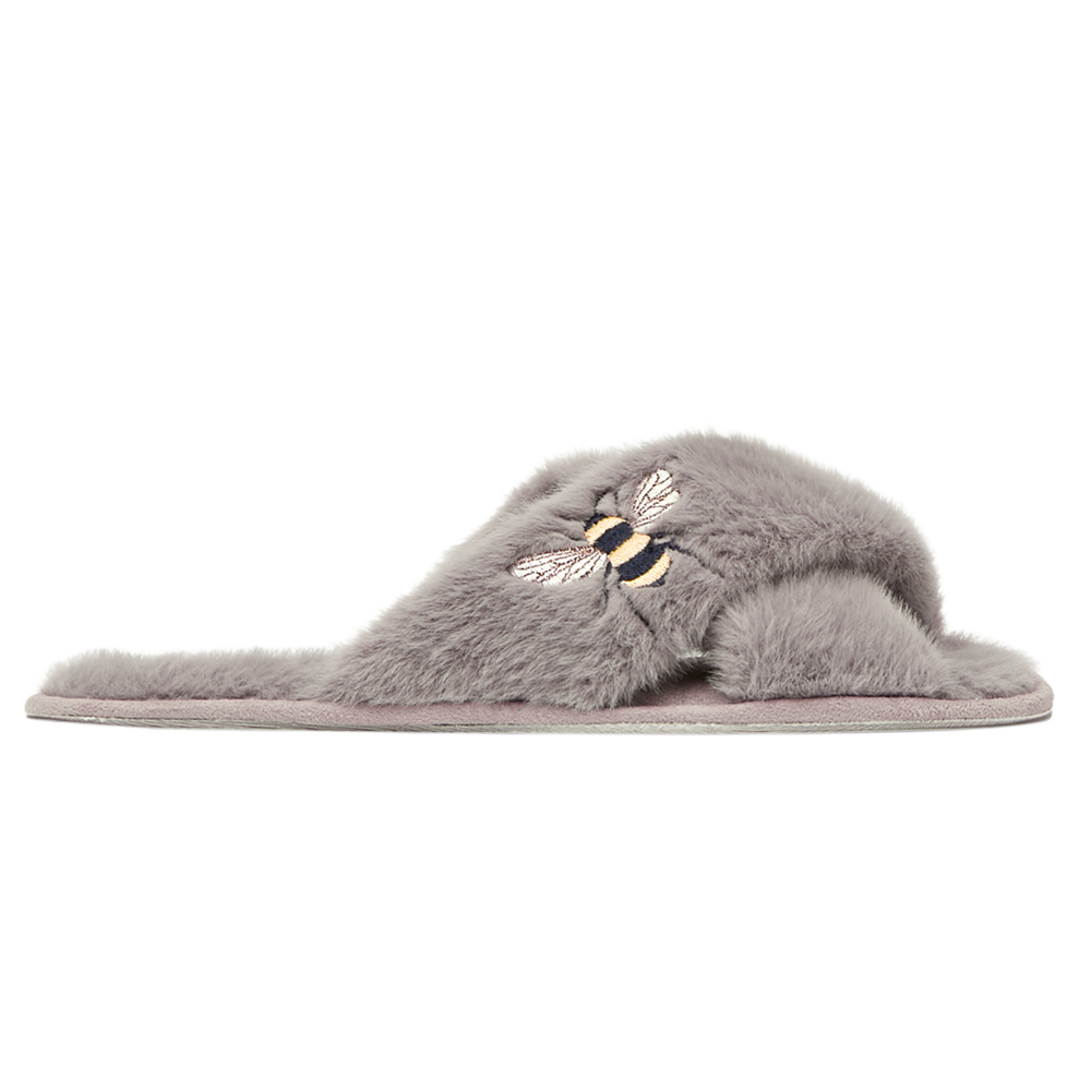 Joules Womens Honey Faux Fur Comfortable Slider Slippers Large- Uk Size 7-8