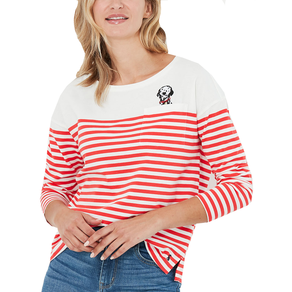 Joules Womens Marina Emb Dropped Shoulder Long Sleeve Top Uk 10- Bust 35  (89cm)