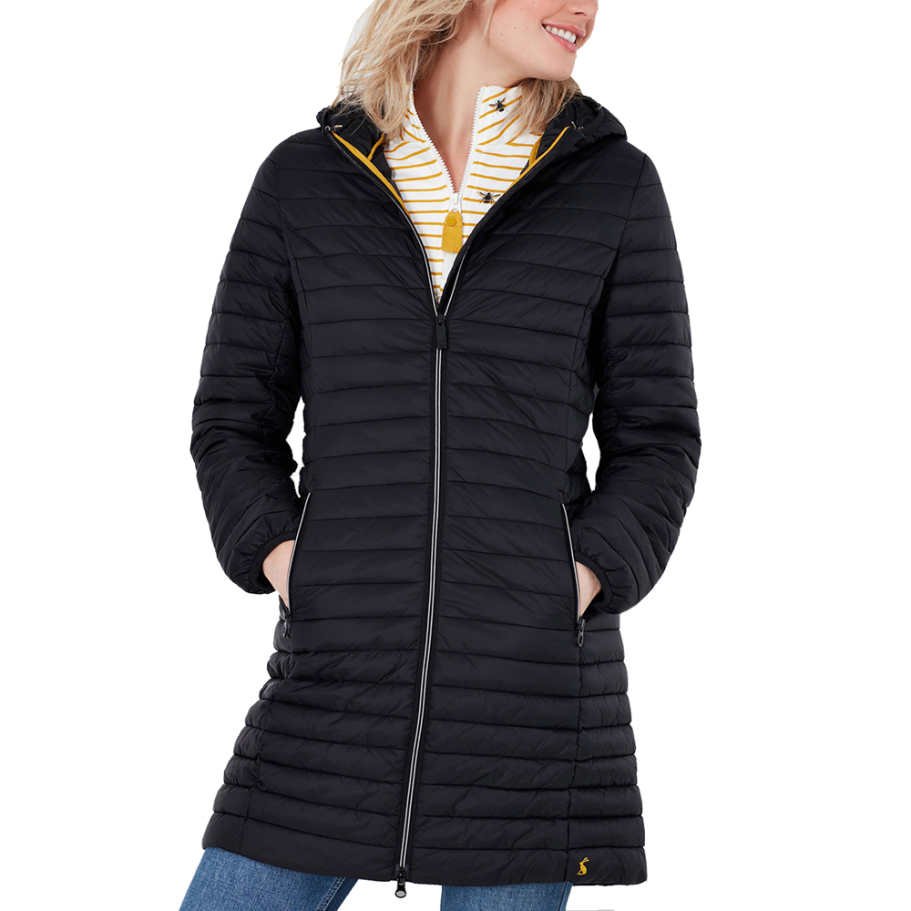 Joules Womens Snug Long Packable Showerproof Hooded Coat Uk 10- Bust 35  (89cm)