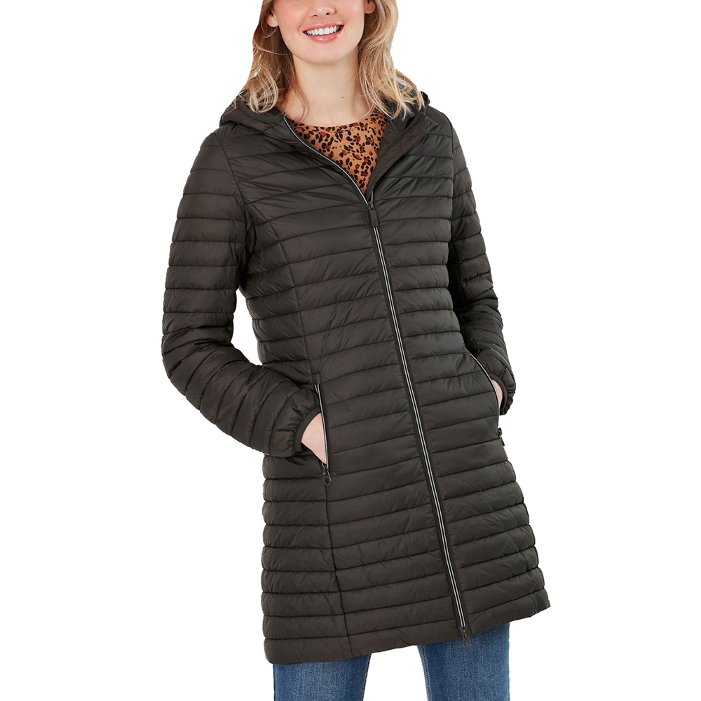 Joules Womens Snug Long Packable Showerproof Hooded Coat Uk 12- Bust 37  (94cm)