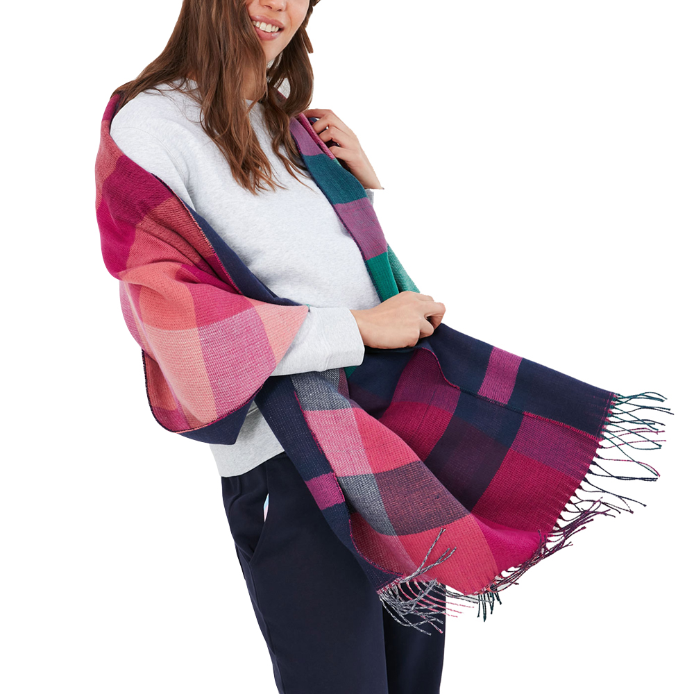 Joules Womens Wetherby Checked Rectangle Warm Winter Scarf One Size