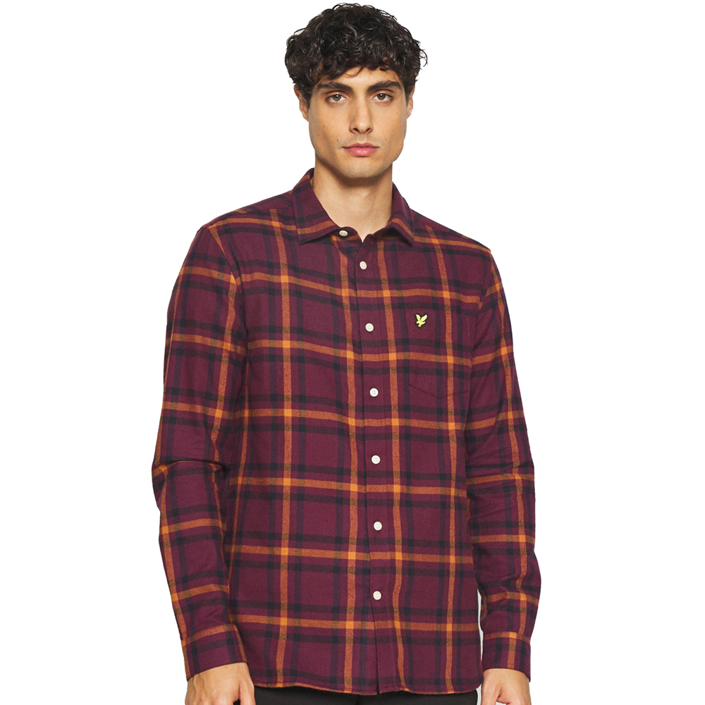 LyleandScott Mens Check Flannel Long Sleeve Casual Shirt S - Chest 36-38 (91-96cm)
