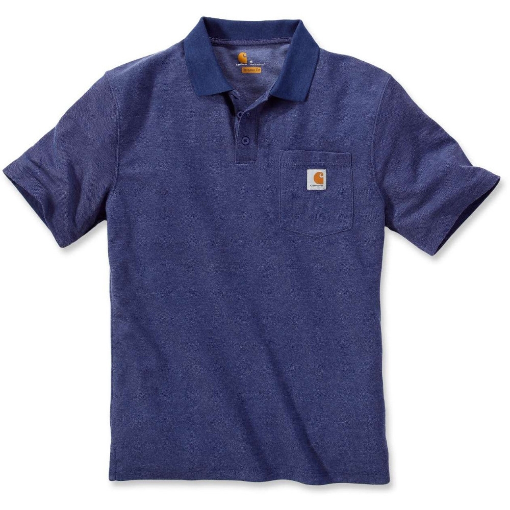 Carhartt Mens Short Sleeve Rib Knit Button Work Pocket Polo Shirt L - Chest 42-44 (107-112cm)