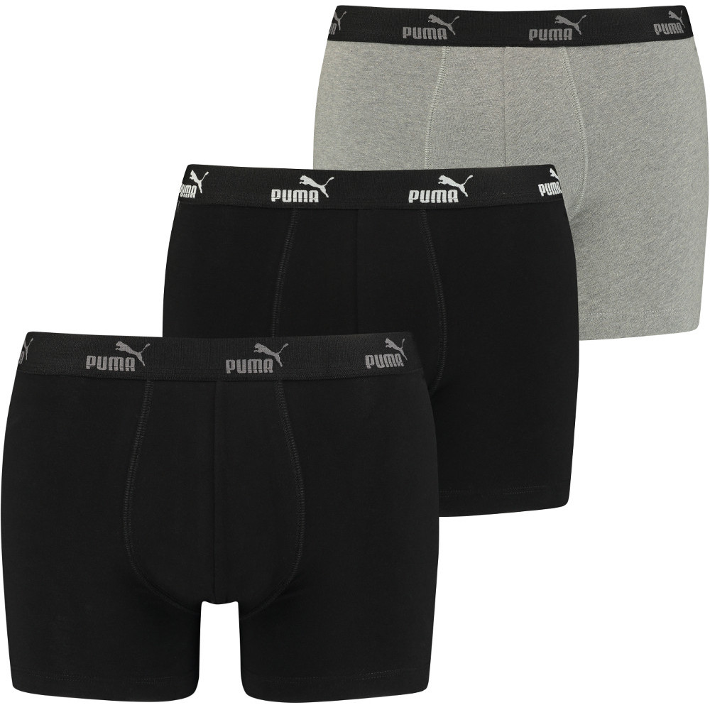 Puma Mens Promo Solid Soft Touch Branded 3 Pack Boxer Shorts S- Waist 30-32 (76-81cm)