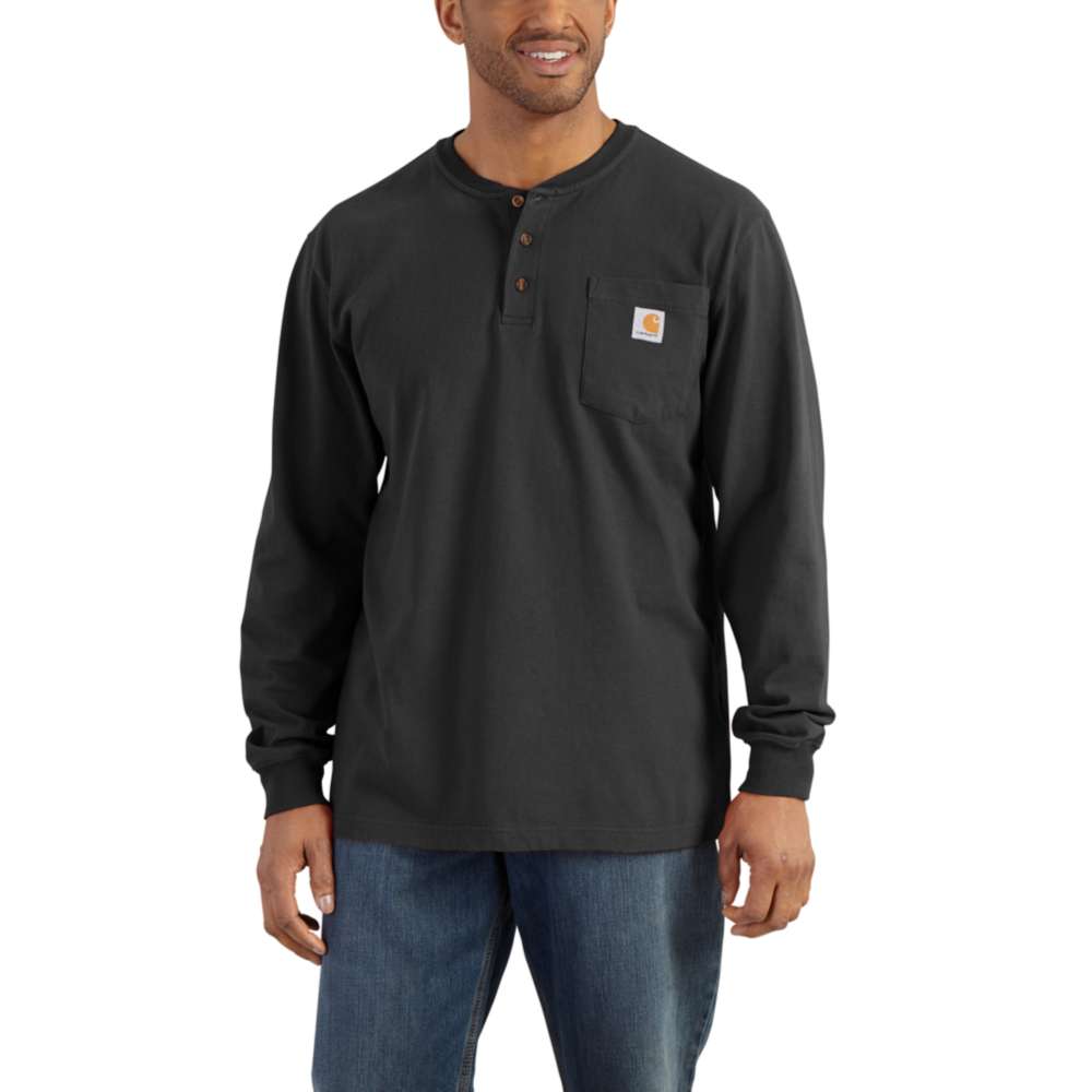 Carhartt Mens Workwear Pocket Henley Long Sleeve T Shirt L - Chest 42-44 (107-112cm)