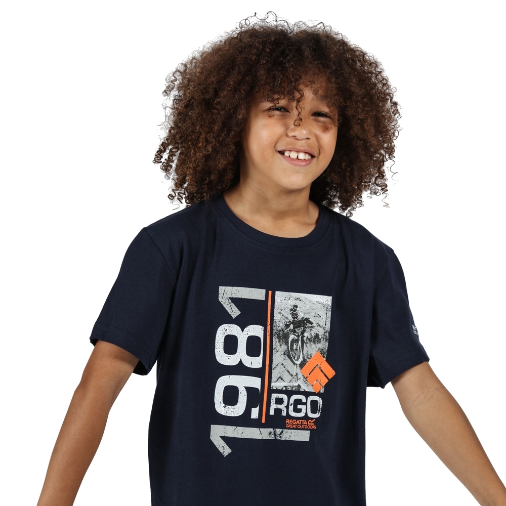 Regatta Boys Bosley Iii Cotton Graphic Printed T Shirt Tee 5-6 Years - Chest 59-61cm (height 110-116cm)
