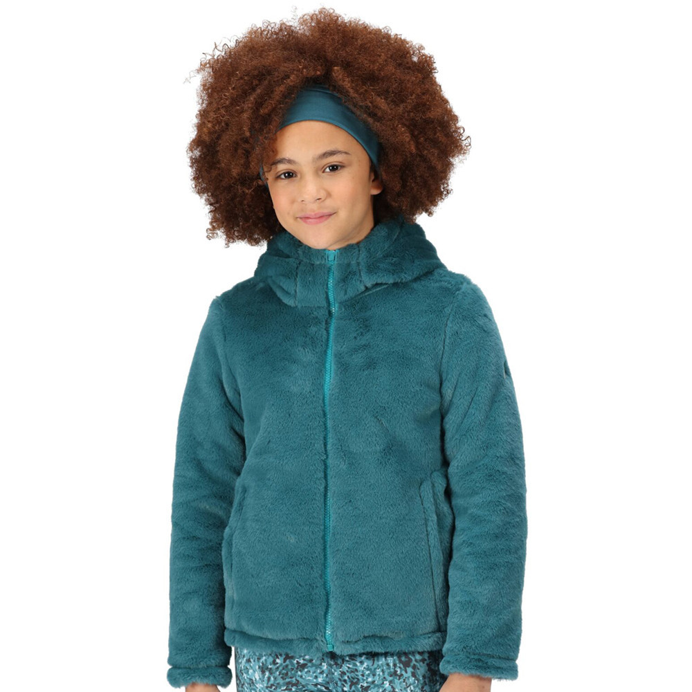 Regatta Girls Spyra Iii Hooded Reversible Fleece Coat 3-4 Years - Chest 55-57cm (height 98-104cm)