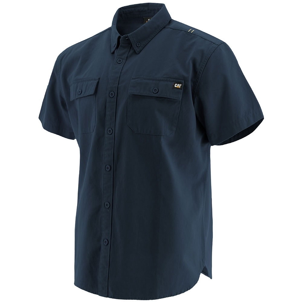 Cat Workwear Mens Button Up Short Sleeve Durable Work Shirt L - Chest 42-45 (107 - 114cm)
