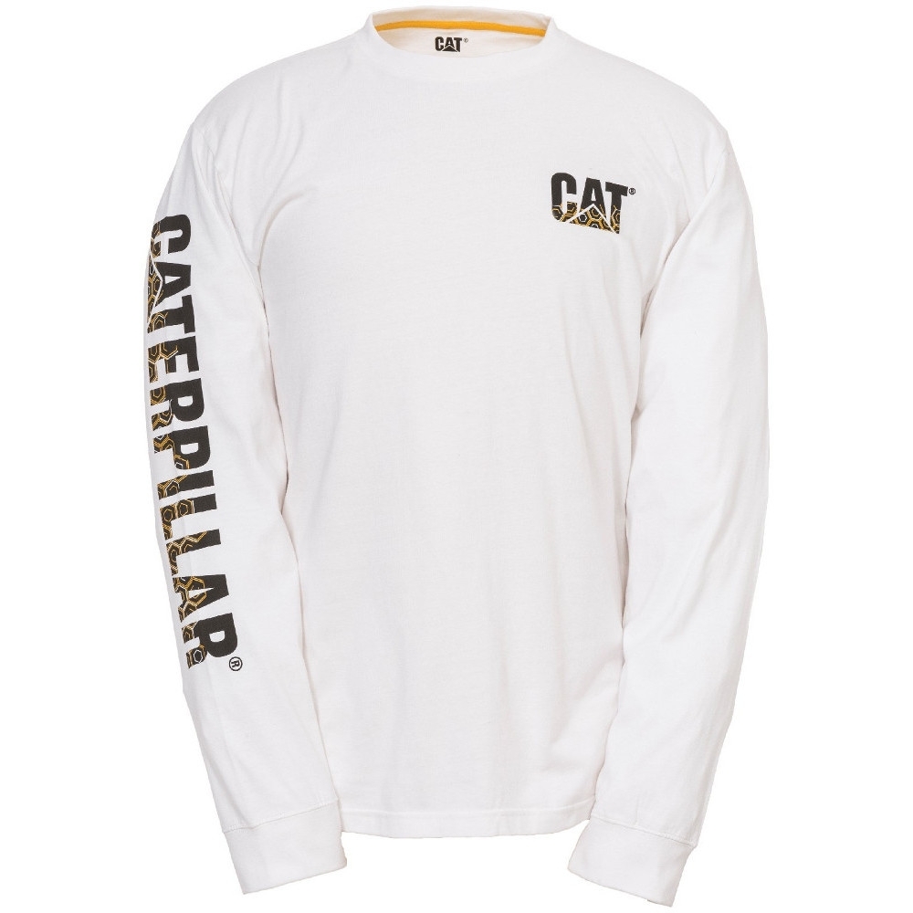 Cat Workwear Mens Custom Banner Shape Retaining Long Sleeved T-shirt S - Chest 34 - 37 (87 - 94cm)