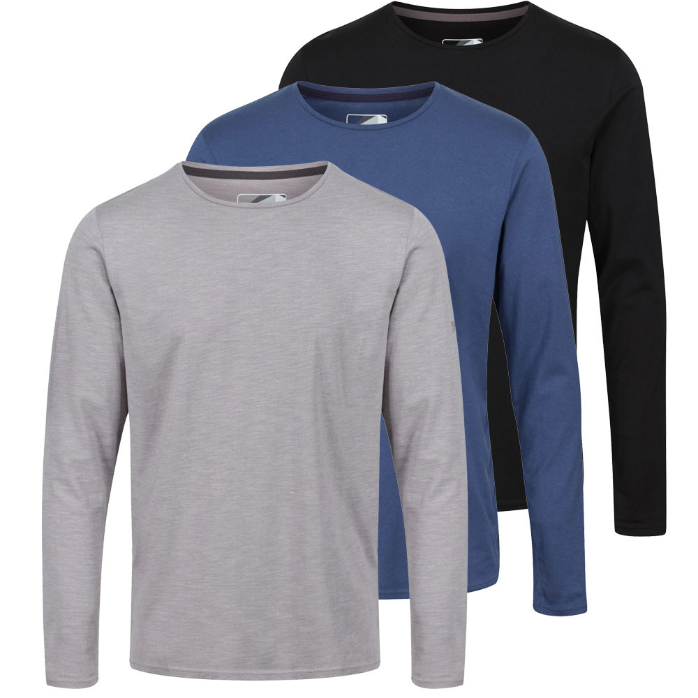 Regatta Professional Mens Essentials 3 Pack Ls T Shirt 3xl - Chest 49-51 (124.5-129.5cm)