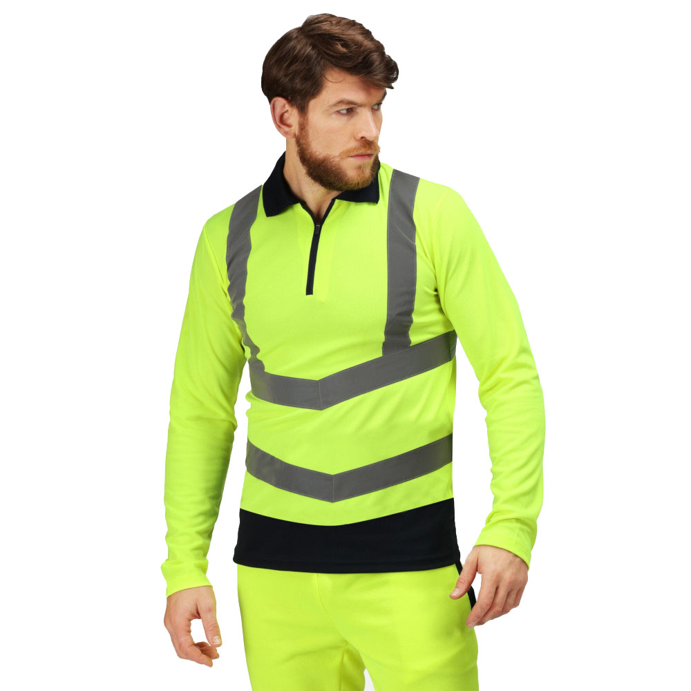 Regatta Professional Mens Hi Vis Long Sleeve Polo Shirt L- Chest 42  (107cm)