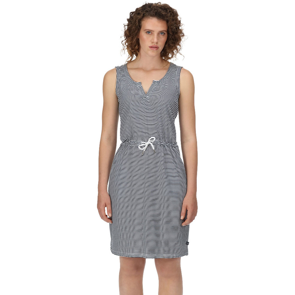 Regatta Womens Fahari Stripe Jersey V Neck Sun Dress Uk 14- Waist 31  (79cm)