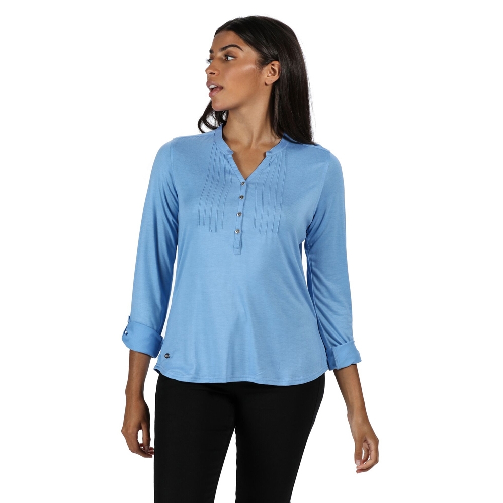 Regatta Womens Fflur Button Detail Jersey Blouse Shirt 12 - Bust 36 (92cm)