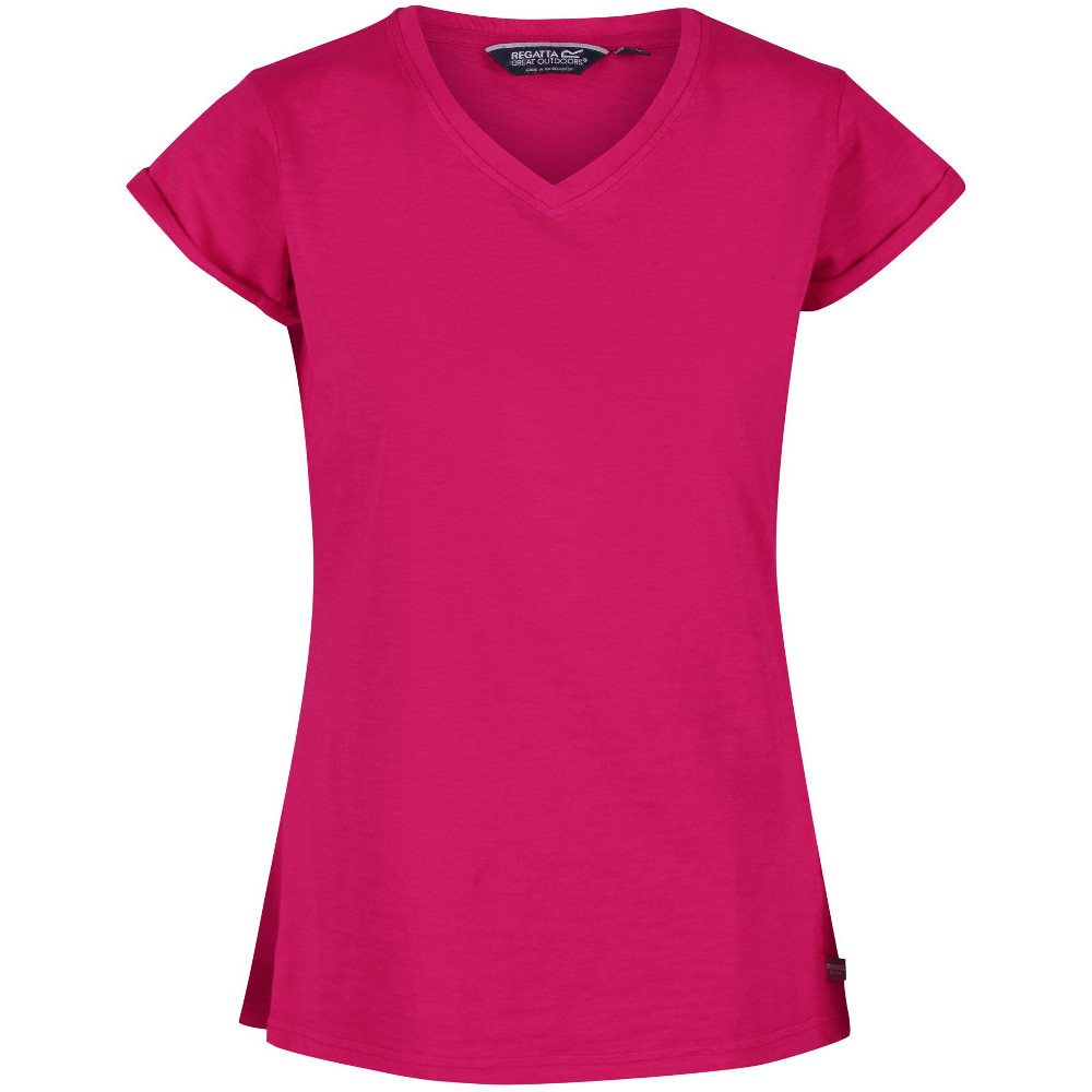 Regatta Womens Fyadora Coolweave Cotton V Neck T Shirt 12 - Bust 36 (92cm)