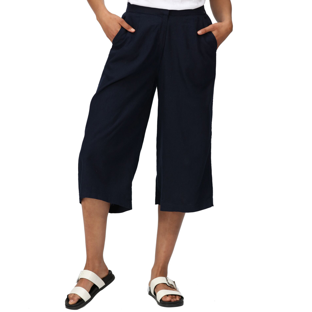 Regatta Womens Madley Elasticated Casual Trousers Culottes Uk 10- Waist 27  (68cm)