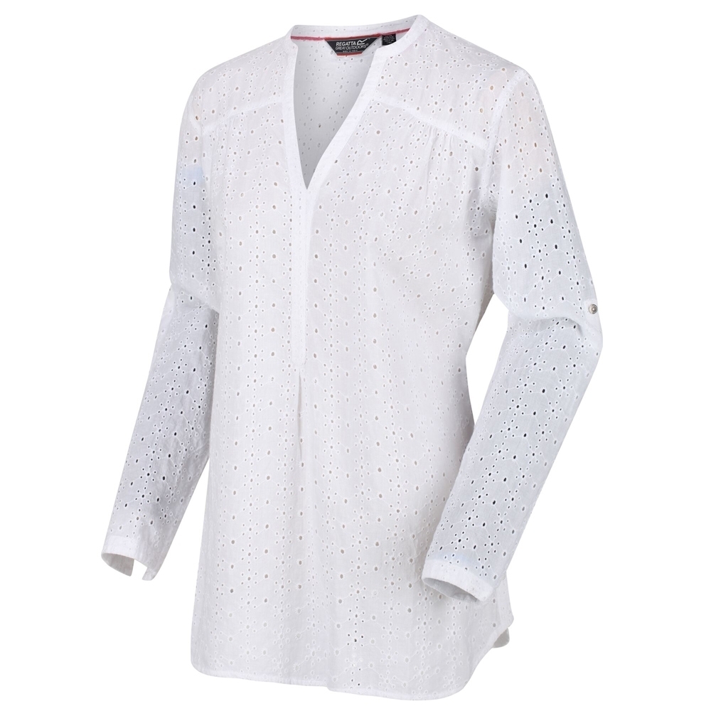 Regatta Womens Maelie Coolweave Cotton Long Sleeve Shirt 10 - Bust 34 (86cm)