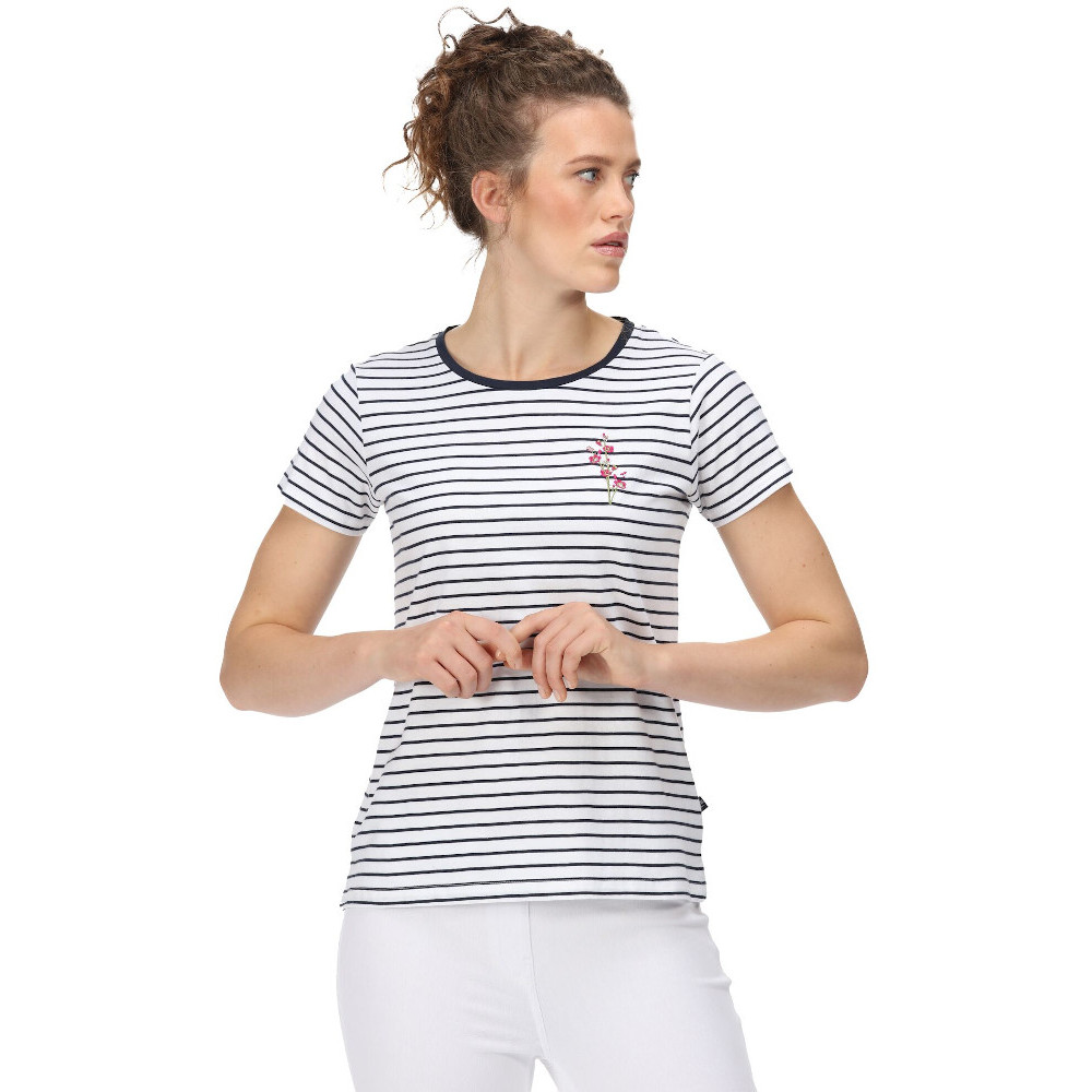 Regatta Womens Odalis Coolweave Cotton Stripe Jersey T Shirt 10 - Bust 34 (86cm)