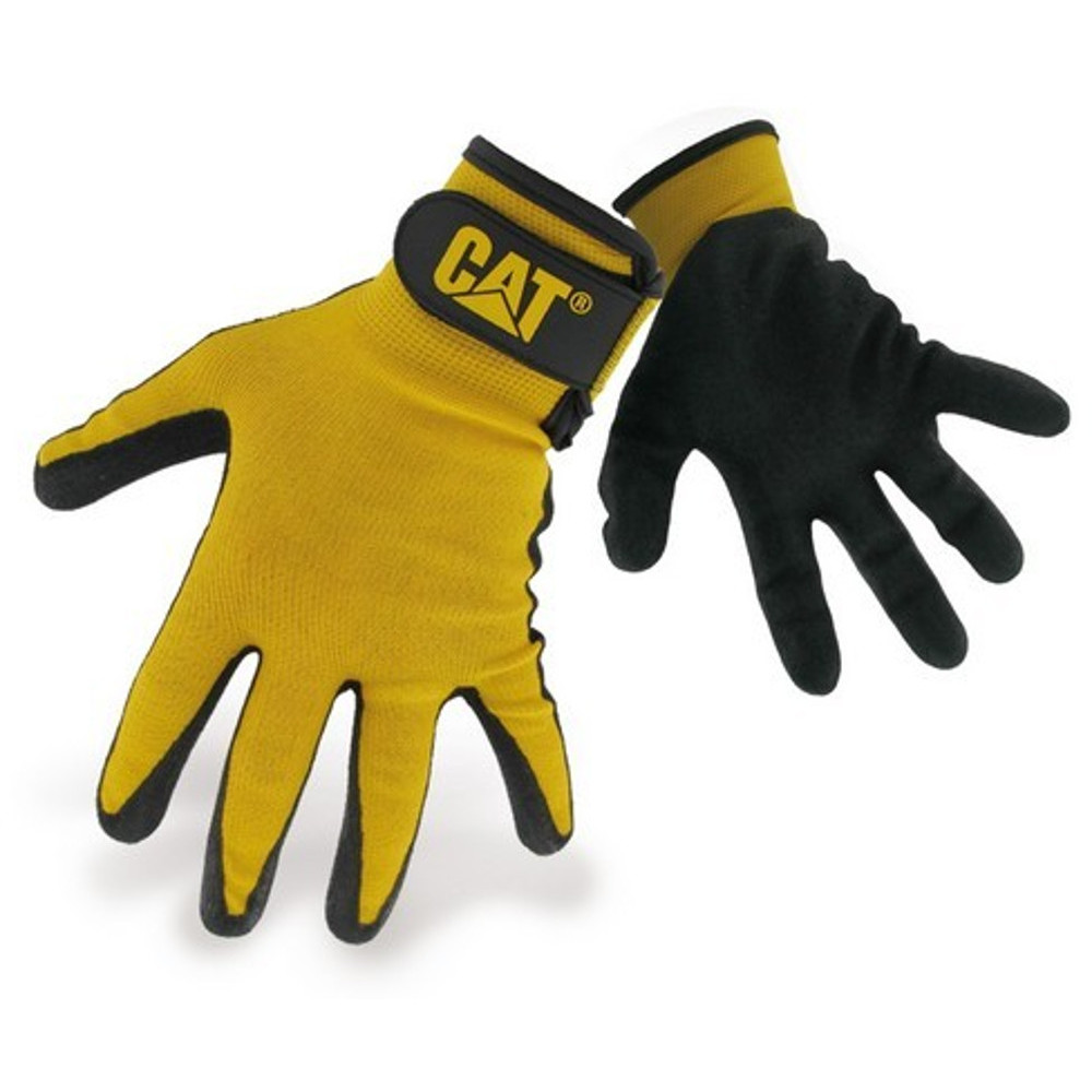 Cat Workwear Mens Workwear 17416 Nitrile Coated Adjustable Cuff Gloves Medium