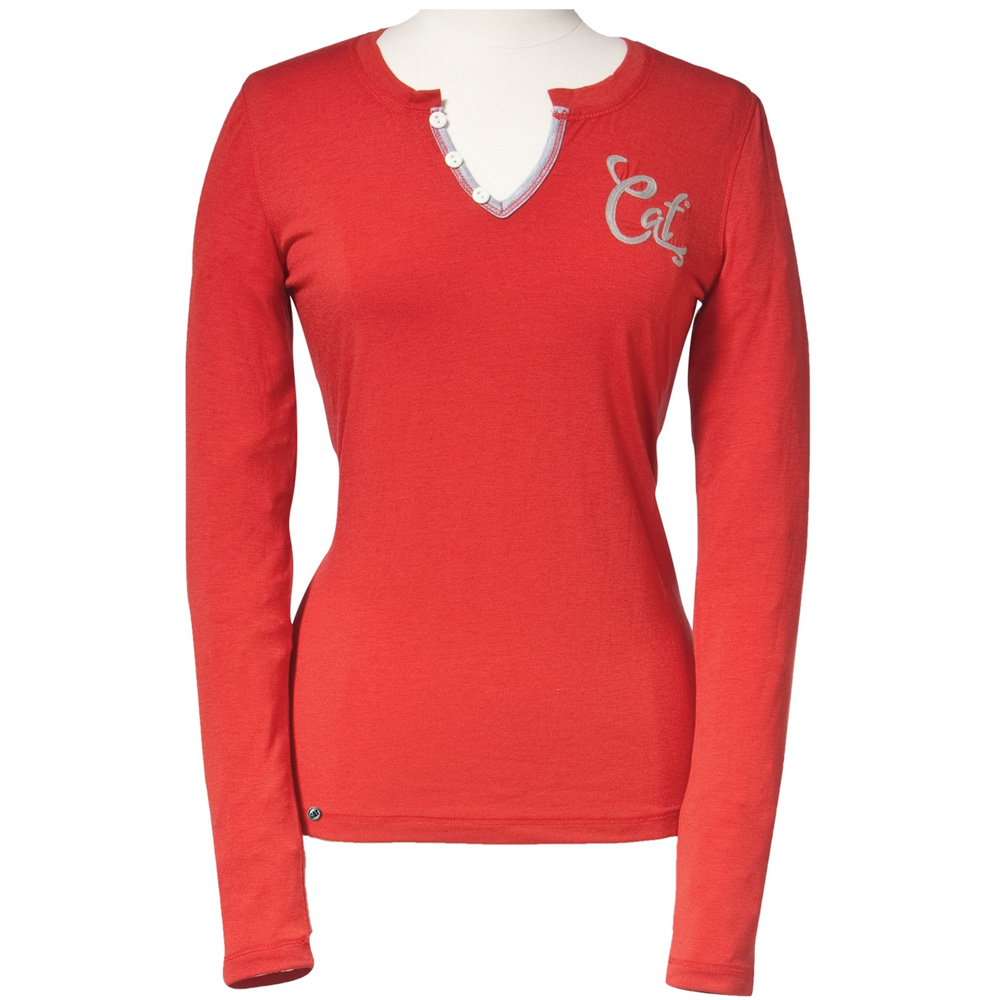 Caterpillar Ladies Trademark Baseball Contrast Raglan T Shirt Red