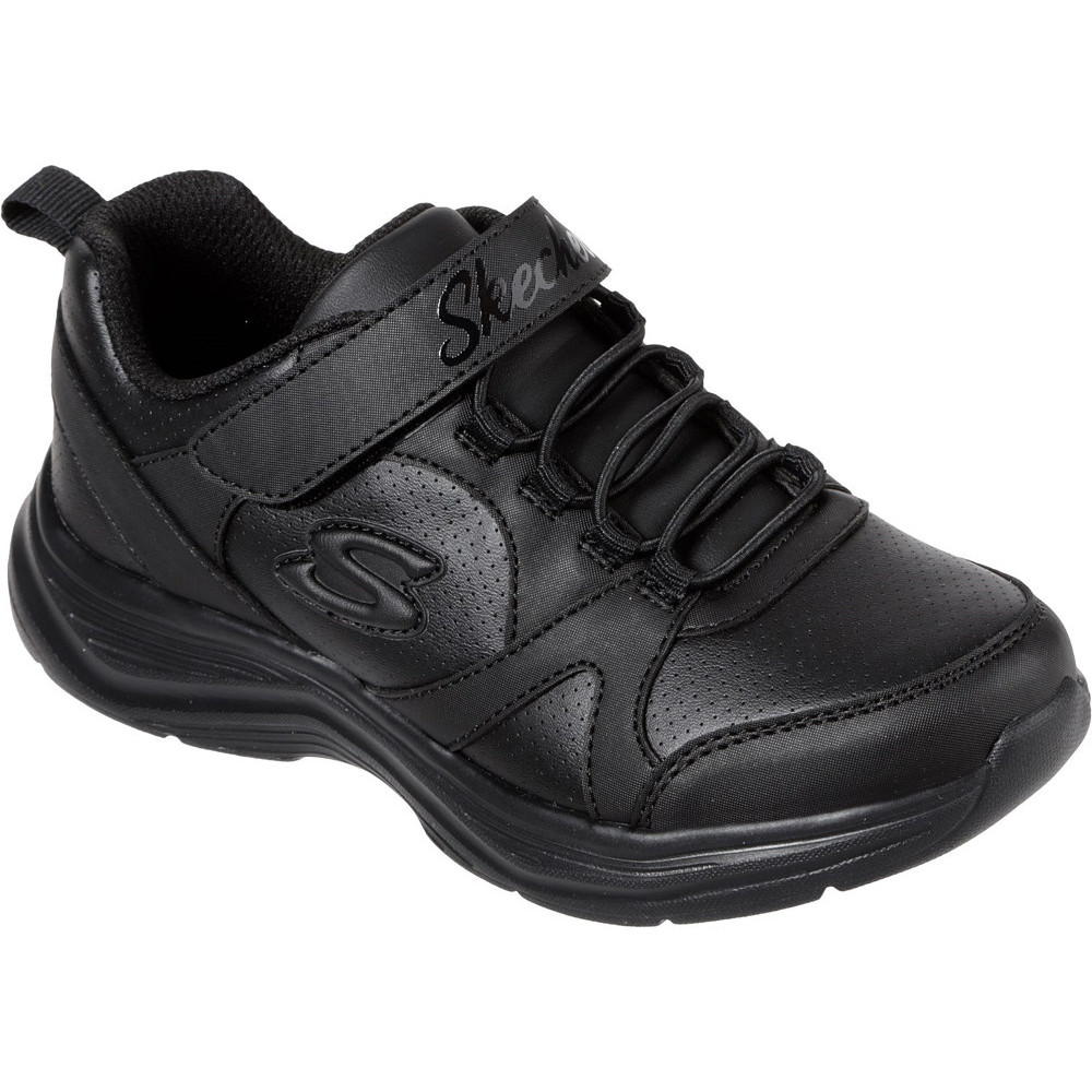 Skechers Girls Glim-k S-struts Leather Lace Up School Shoes Uk Size 1.5 (eu 34)