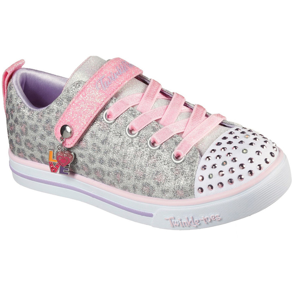 Skechers Girls Sparkle Lite Leopard Shines Trainers Shoes Uk Size 10.5 (eu 28)