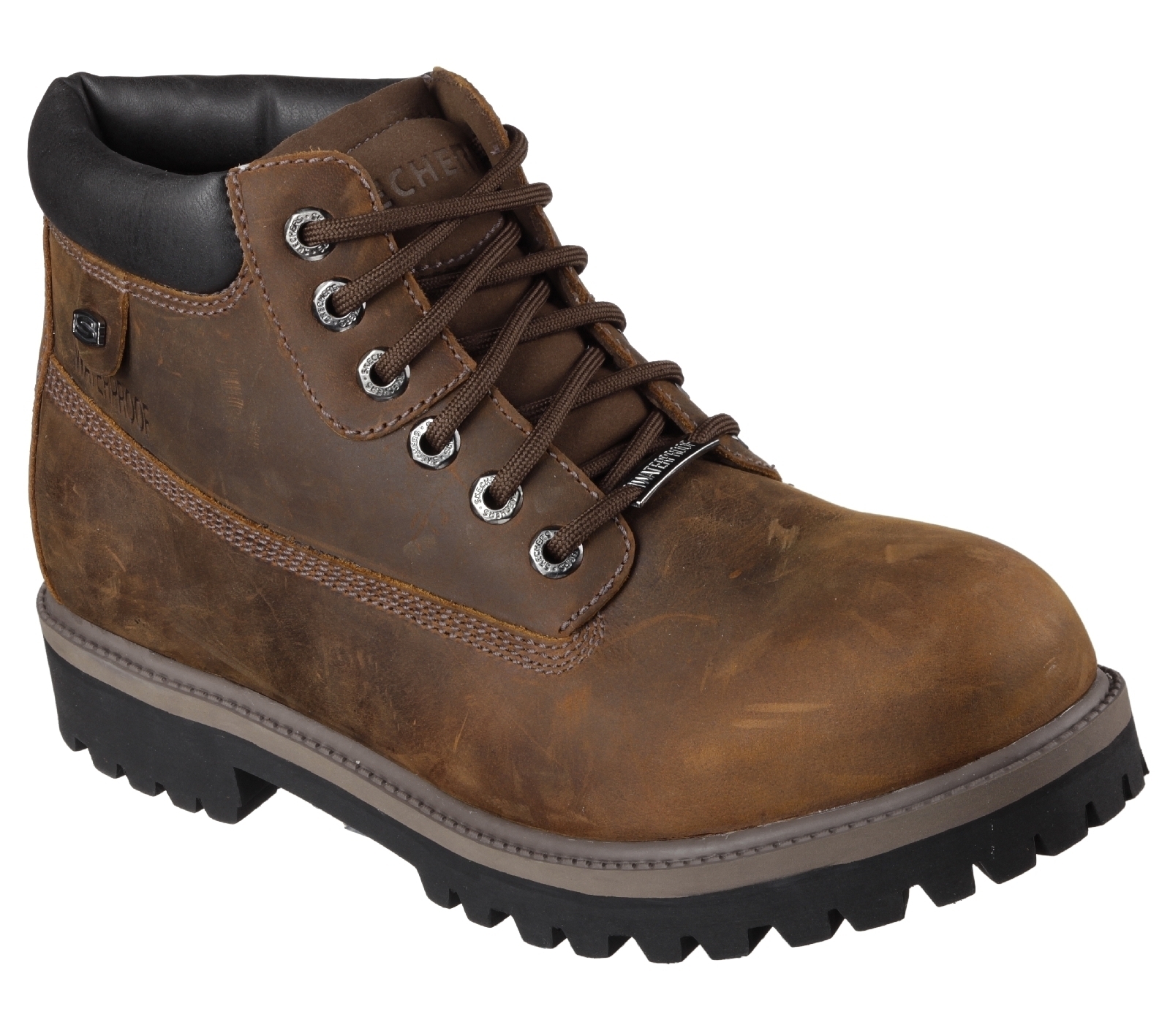 Skechers Mens Sergeants Verdict Waterproof Leather Walking Boots Black Uk Size 6 (eu 39.5  Us 7)