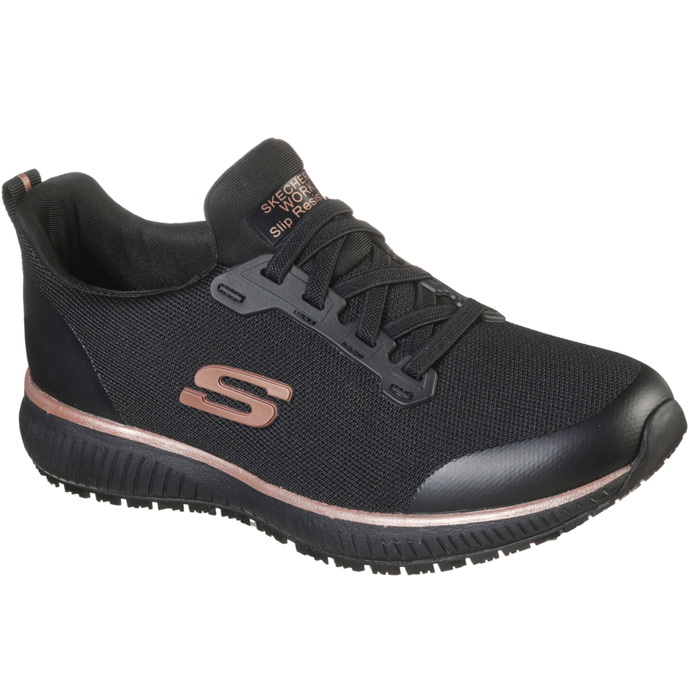 Skechers Womens Squad Slip Resistant Lace Up Safety Trainers Uk Size 3 (eu 36)