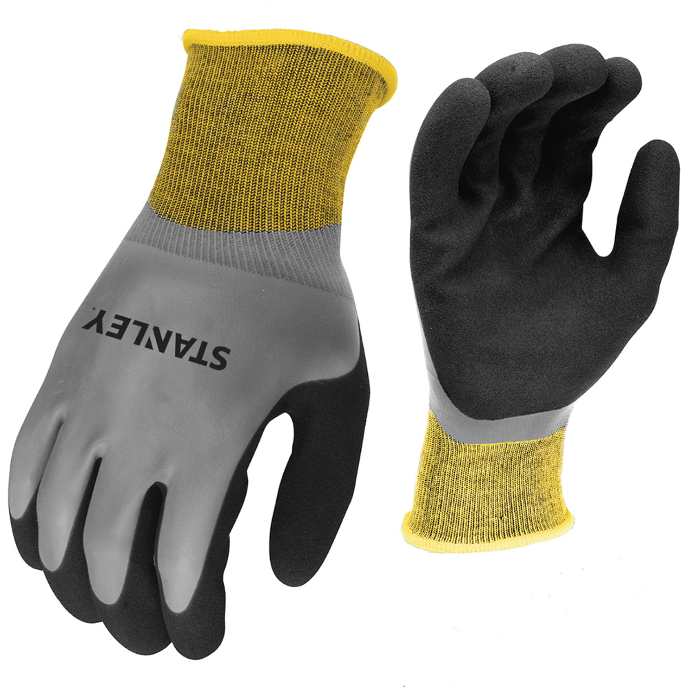 Stanley Mens Waterproof Coated Work Gripper Gloves Large
