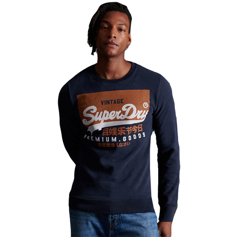 Superdry Mens Vintage Logo Organic Cotton Crew Sweatshirt Extra Small- Chest 34 (86cm)