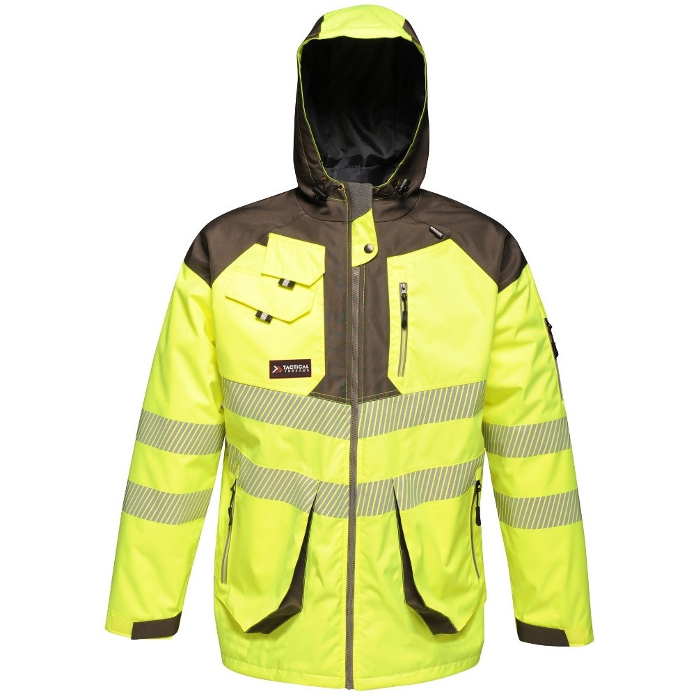 Tactical Threads Mens Hi Vis Waterproof Workwear Jacket Xxl - Chest 46-48 (117-122cm)