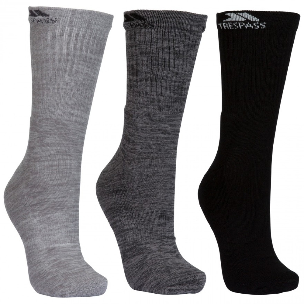 Trespass Mens Jackbarrow Mid Length 3 Pack Walking Socks Uk Size 7-11