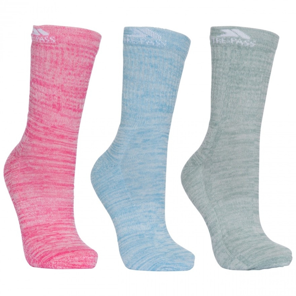 Trespass Womens Helvellyn Mid Length 3 Pack Walking Socks Uk Size 3-6