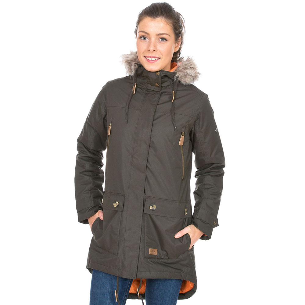 Trespass Womens/ladies Clea Waterproof Faux Fur Trim Parka Jacket Xs- Bust 32 (81cm)