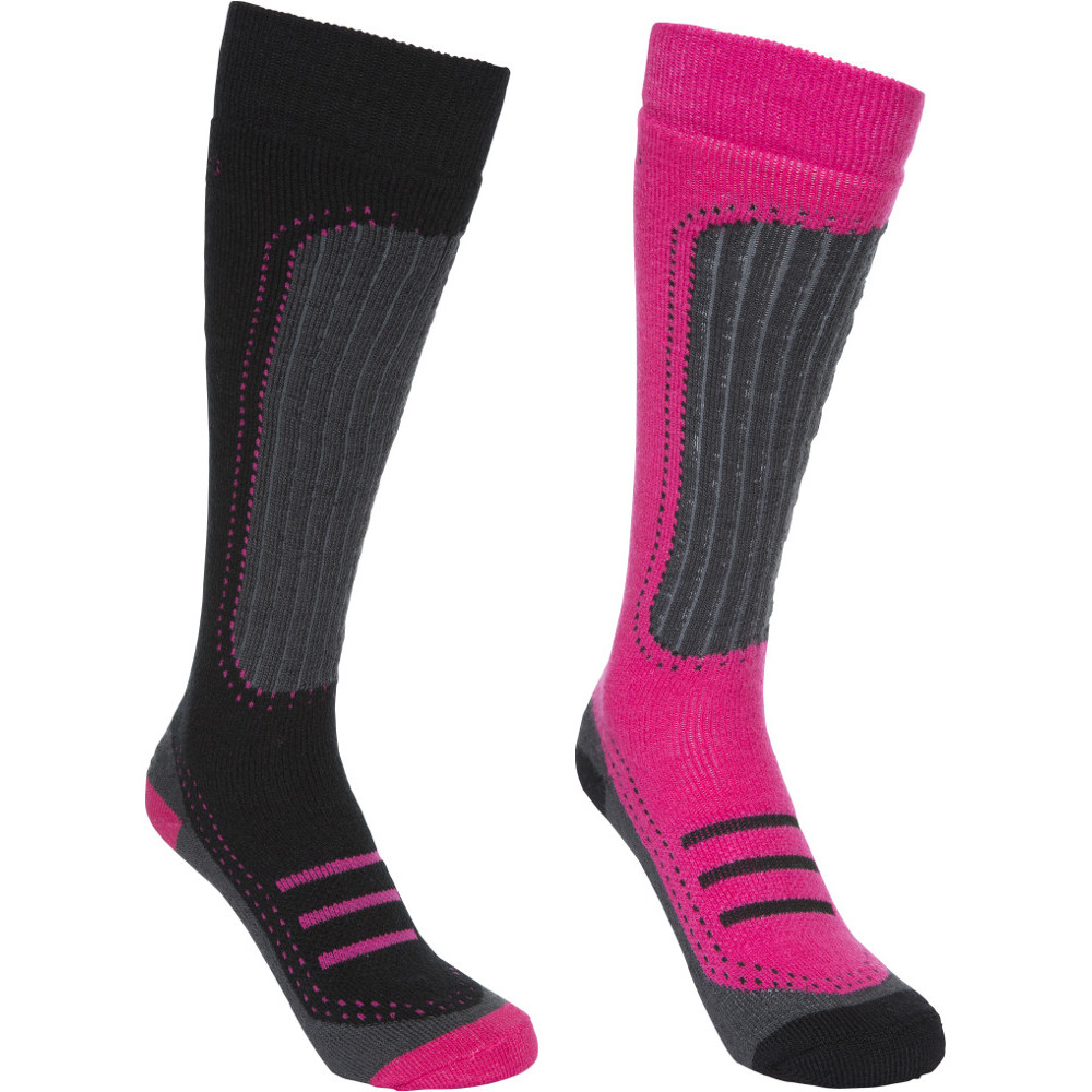 Trespass Womens/ladies Janus Ii Acrylic Two Pair Technical Ski Socks Size 3-6