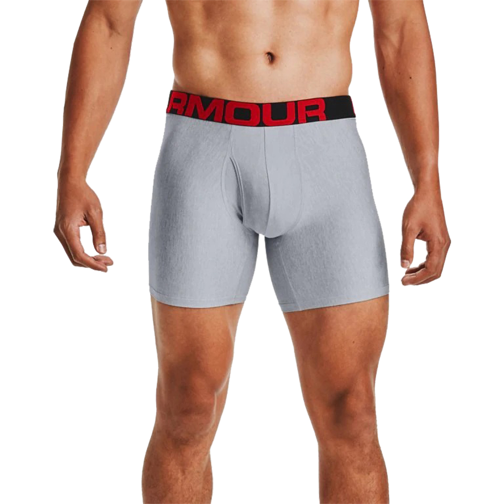 Under Armour Mens Tech 6in 2 Pack Fitted Boxer Shorts M- Waist 30-32