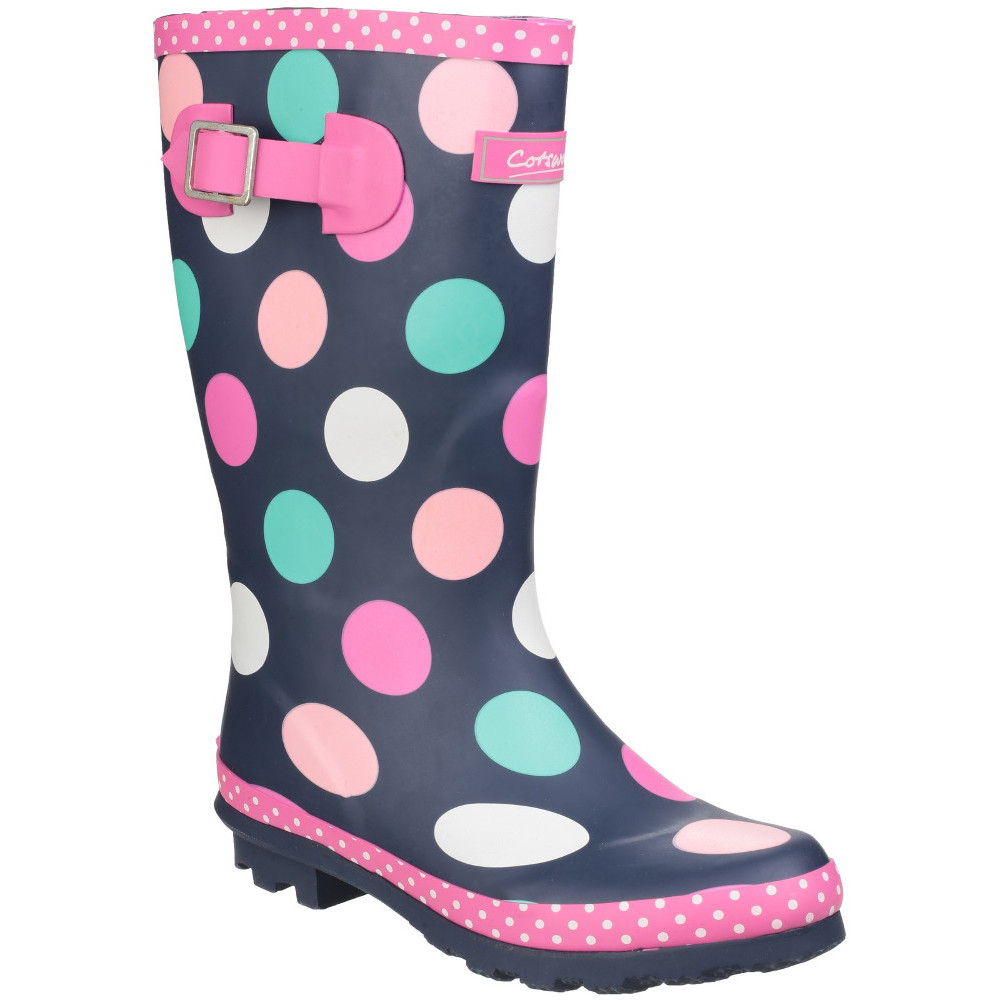 Cotswold Girls Dotty Waterproof Knee Length Pull On Wellington Boots Uk Size 8 (eu 26)