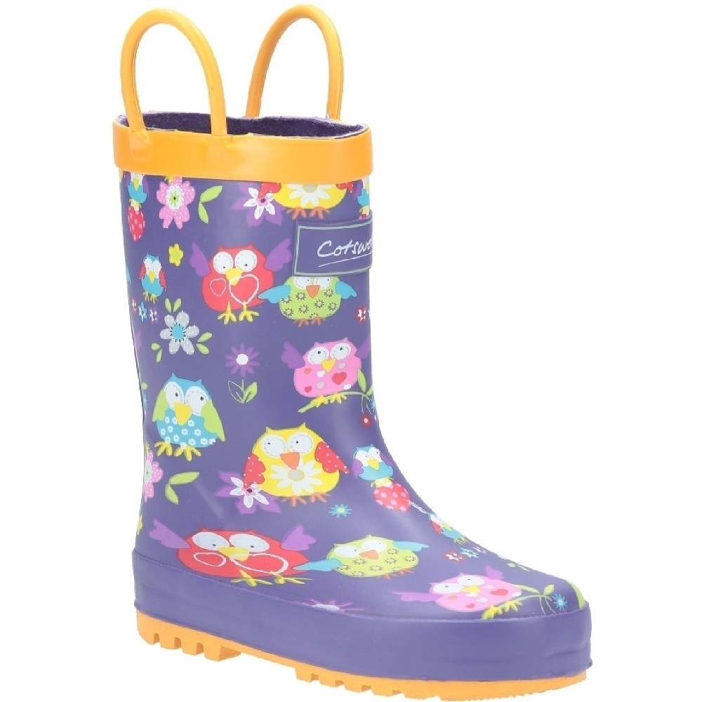 Cotswold Girls Puddle Patterned Rubber Welly Wellington Boots Uk Size 8 (eu 25)