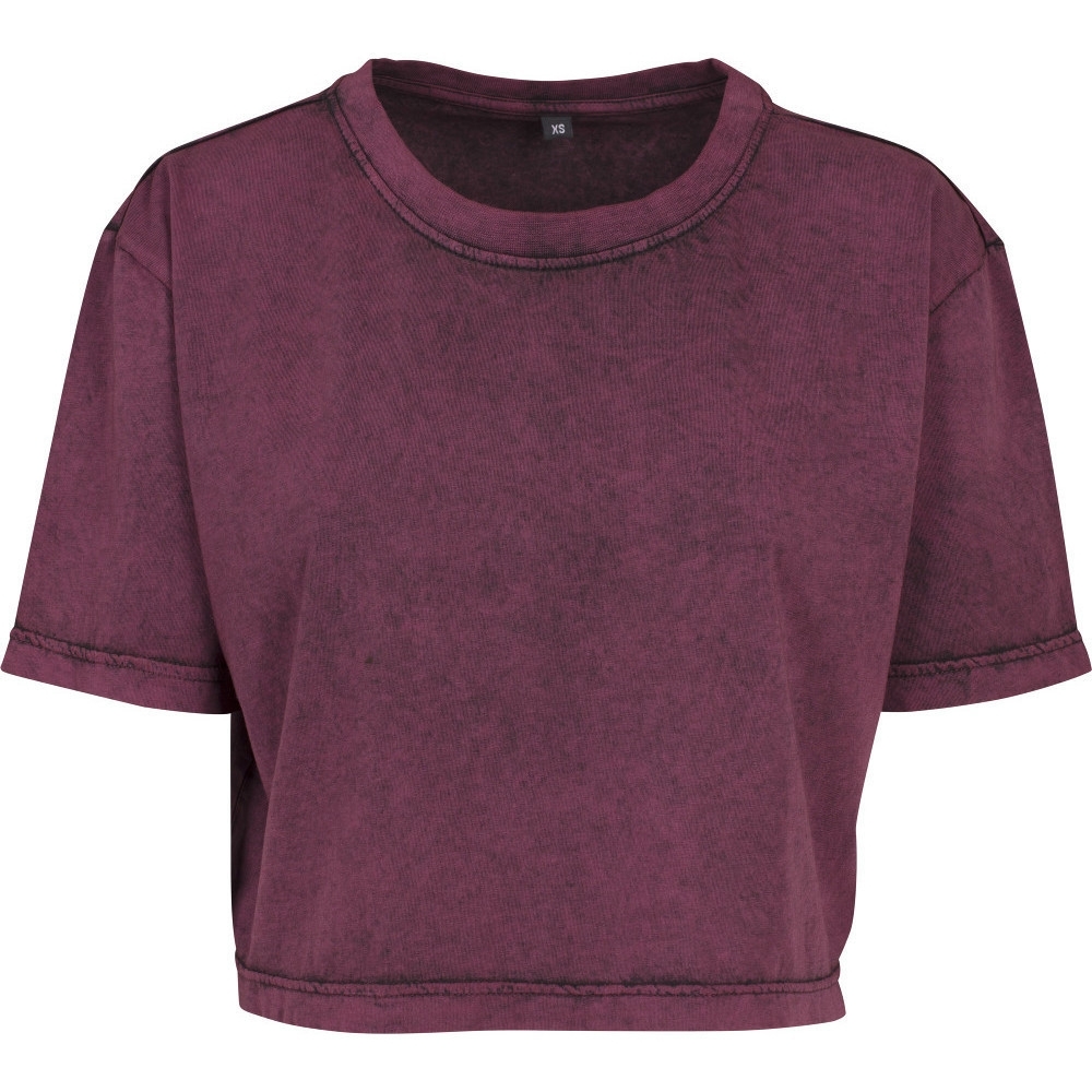 Cotton Addict Womens Acid Washed Cropped Cotton T Shirt Xl - Uk Size 16