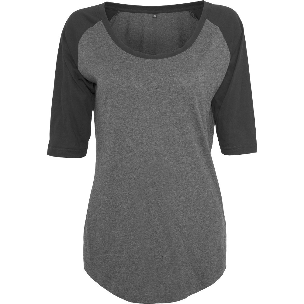 Cotton Addict Womens Contrast Raglan 3/4 Sleeve T Shirt Xs - Uk Size 8