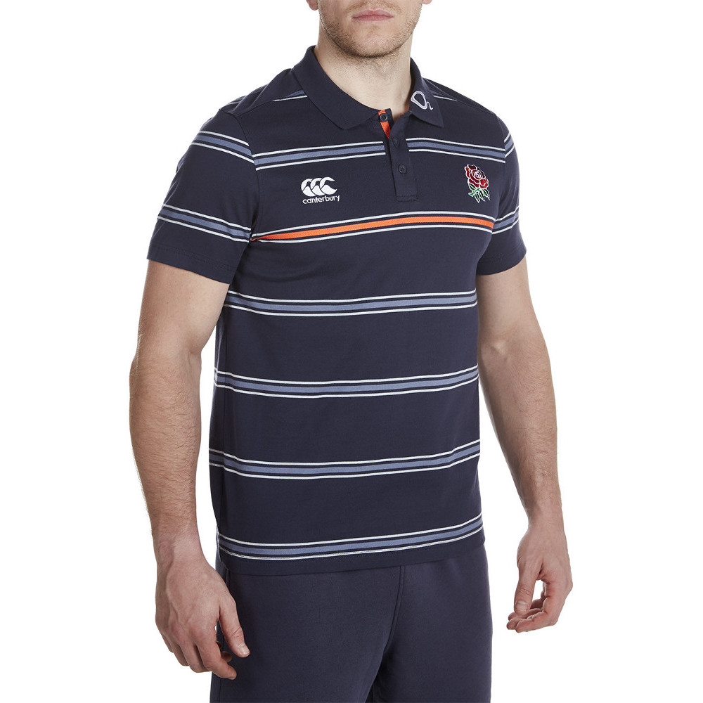 Canterbury Mens England Striped Logoed Cotton Jersey Polo Shirt Xs - Chest 34-36 (86-91.5cm)