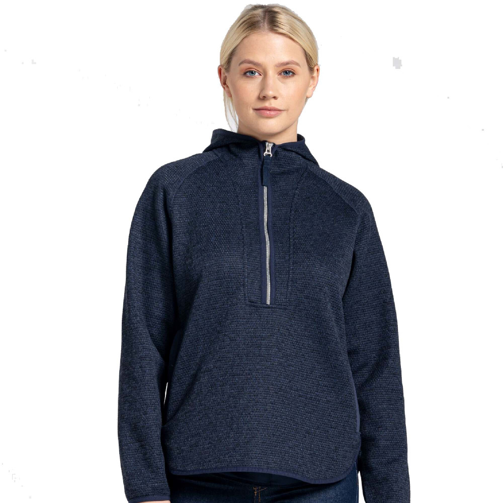 Craghoppers Womens Elena Hooded Half Zip Fleece Jacket 10 - Bust 34 (86cm)