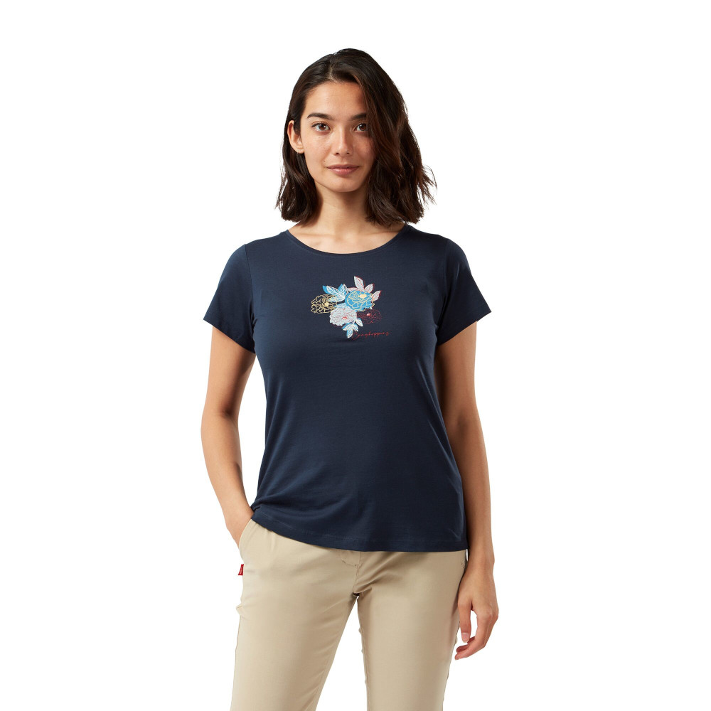 Craghoppers Womens Miri Short Sleeve Cotton Graphic T Shirt 10 - Bust 34 (86cm)