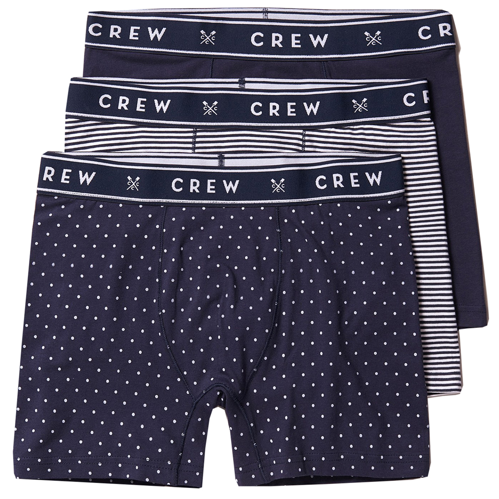 Crew Clothing Mens 3 Pack Comfortable Jersey Boxer Shorts Large- Waist 35-37