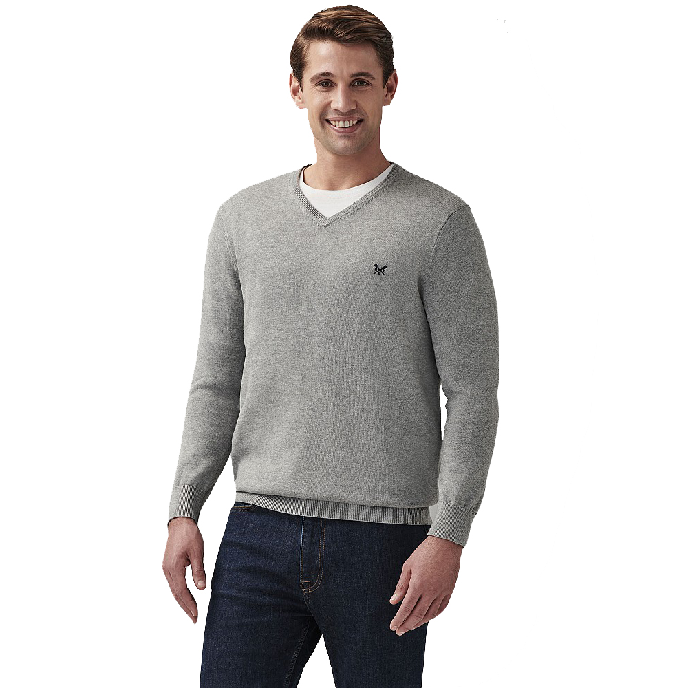Crew Clothing Mens Cotton Silk V Neck Sweater Jumper L - Chest 42-43.5