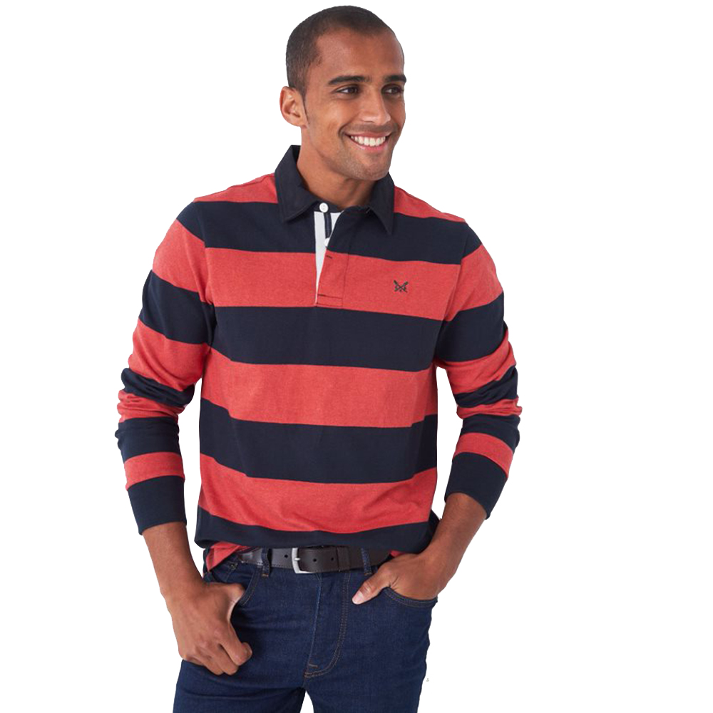 Crew Clothing Mens Heritage Stripe Cotton Rugby Shirt L - Chest 42-43.5