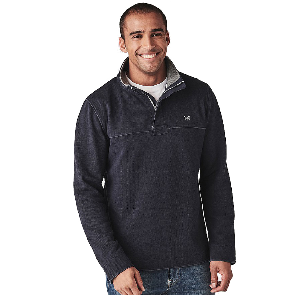 Crew Clothing Mens Padstow Pique Sweat Collared Sweatshirt M - Chest 40-41.5