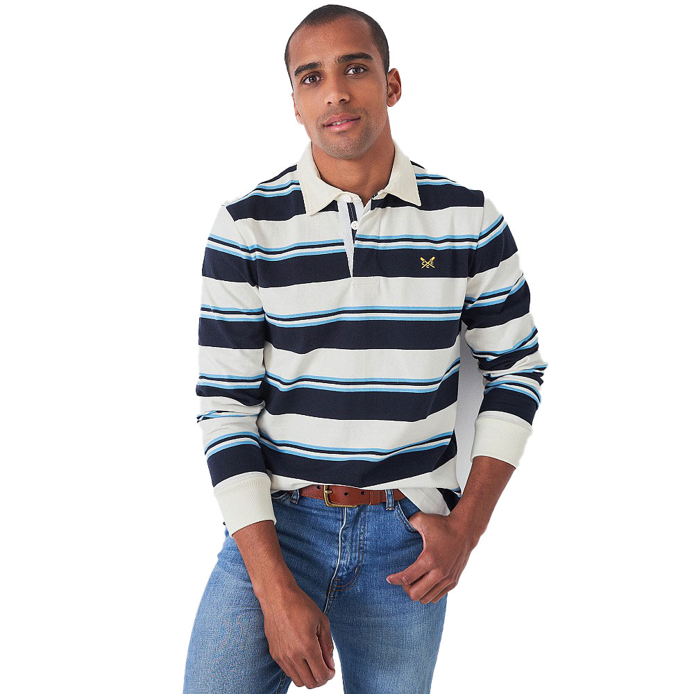 Crew Clothing Mens Yawl Stripe Rugby Top L - Chest 42-43.5