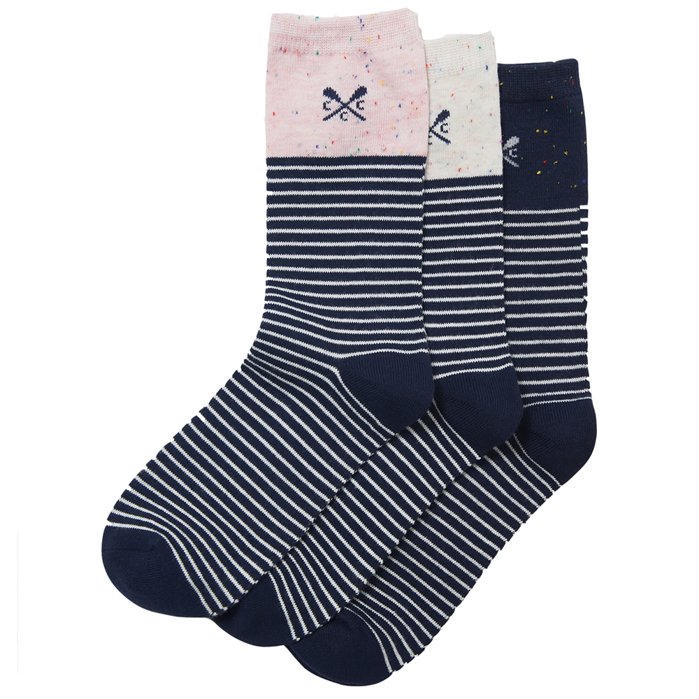 Crew Clothing Womens 3 Pack Bamboo Casual Socks One Size